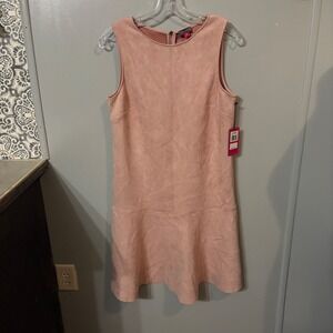 NWT Vince Camuto Floral Crush Dusty‎ Rose Pink Sleeveless Faux Suede Dress (XS)